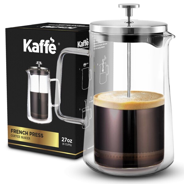 Kaffe Double-Wall French Press Coffee & Tea Maker. Borosilicate Glass. 800ML KF1010 - main